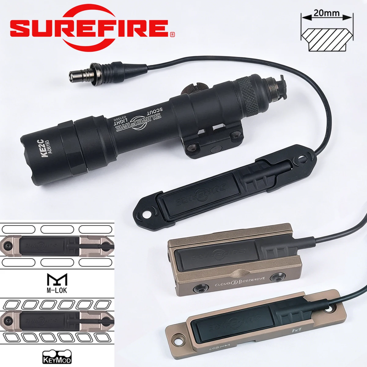 Linterna táctica Surefire M600U LED CNC para riel MLOK 20 mm - imagen 3