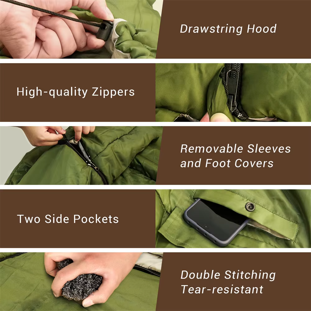 Saco de dormir táctico ligero invierno ripstop para caza y camping - imagen 3