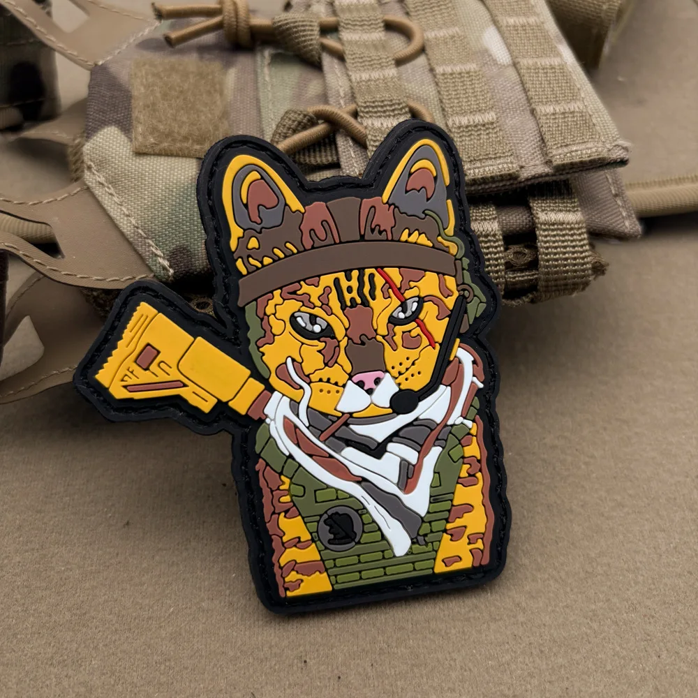 Parche táctico para Rifle de gato, insignia de moral del ejército, parches de gancho y bucle de PVC 3D para ropa, equipo militar, pegatina para casco