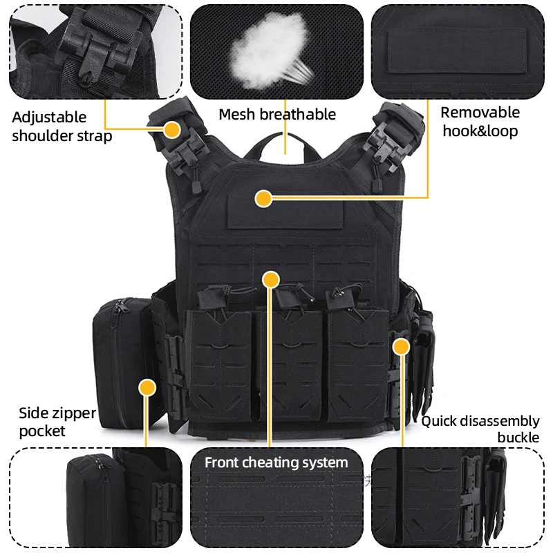 Mochila táctica para deportes al aire libre para hombres, multiajuste, caza, Camping, senderismo, chaleco Molle con gancho y bucle, bolsa de entrenamiento de viaje - imagen 4