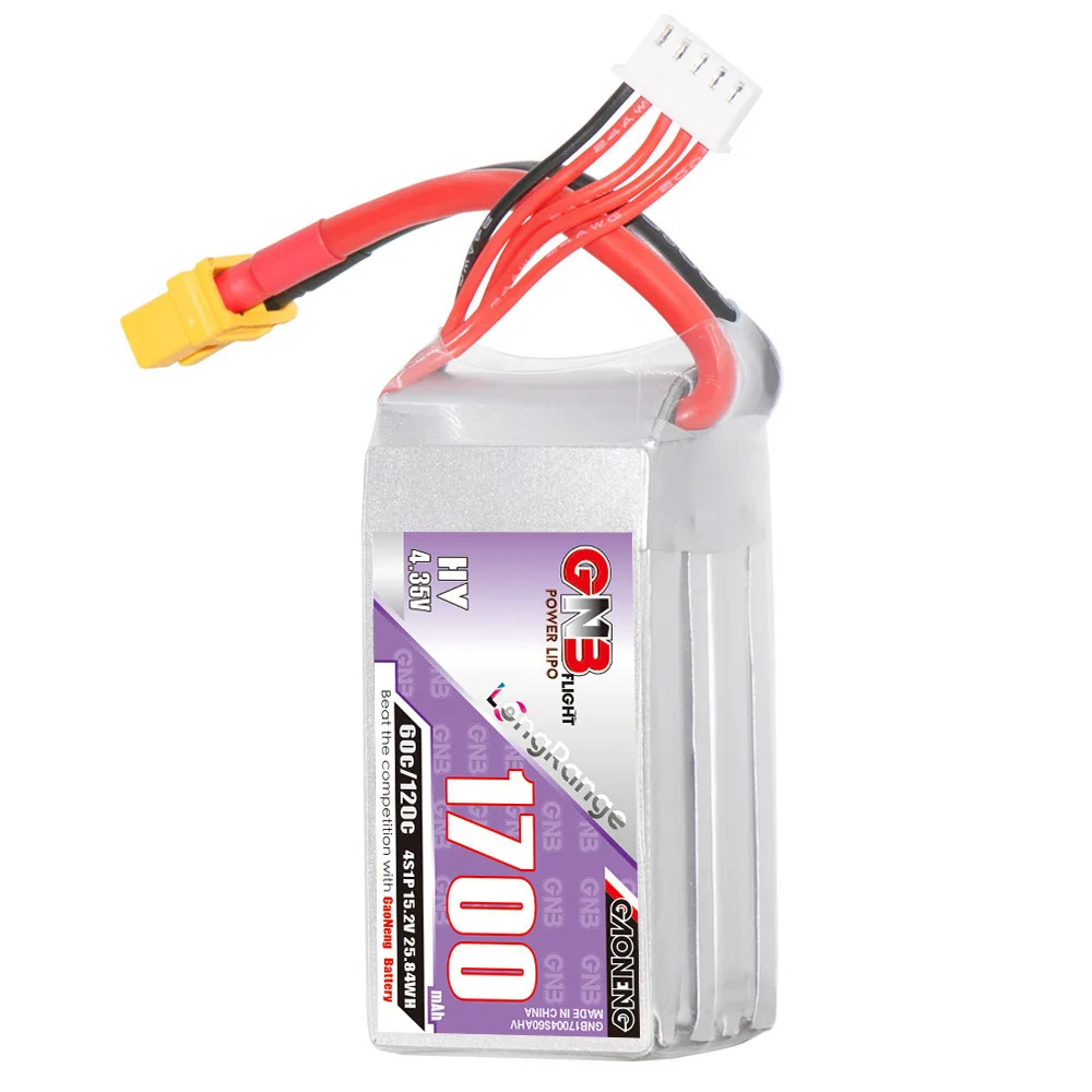 Batería Lipo GNB 4S 15,2 V 1700mAh 60C/120C HV para Dron con control remoto FPV Quadcopter helicóptero piezas de aviones batería de 15,2 V - imagen 5