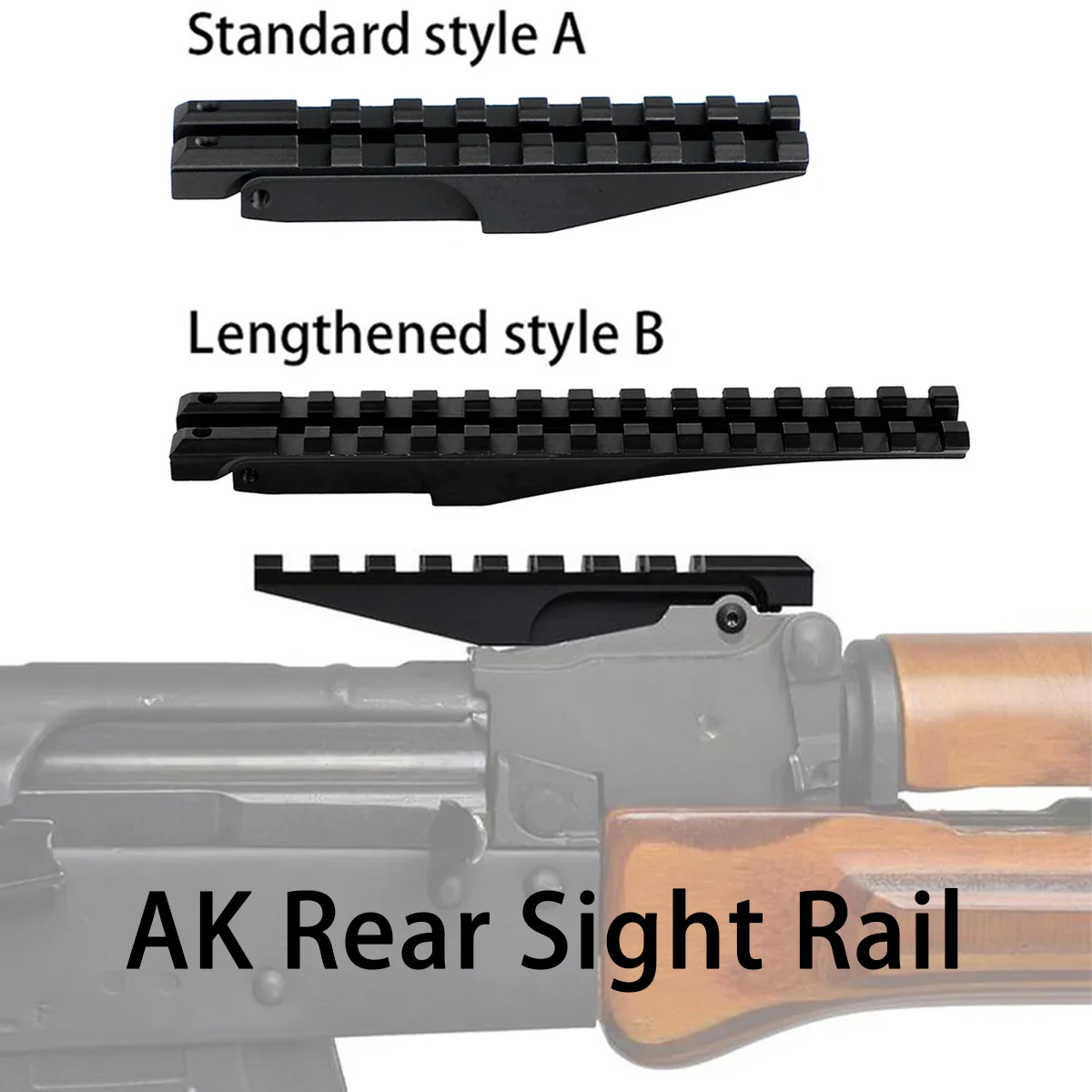 Soporte de riel trasero táctico AK, se acepta alcance de caza Picatinny 1913, riel de mira trasera AK para óptica de punto rojo de perfil bajo AK47 AK74 - imagen 3