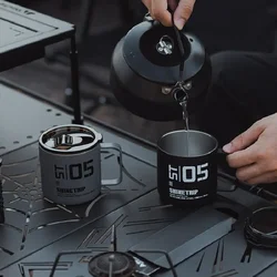 ShineTrip Taza de café para acampar resistente al calor de doble capa Taza respetuosa con el medio ambiente Taza de agua de acero inoxidable 304