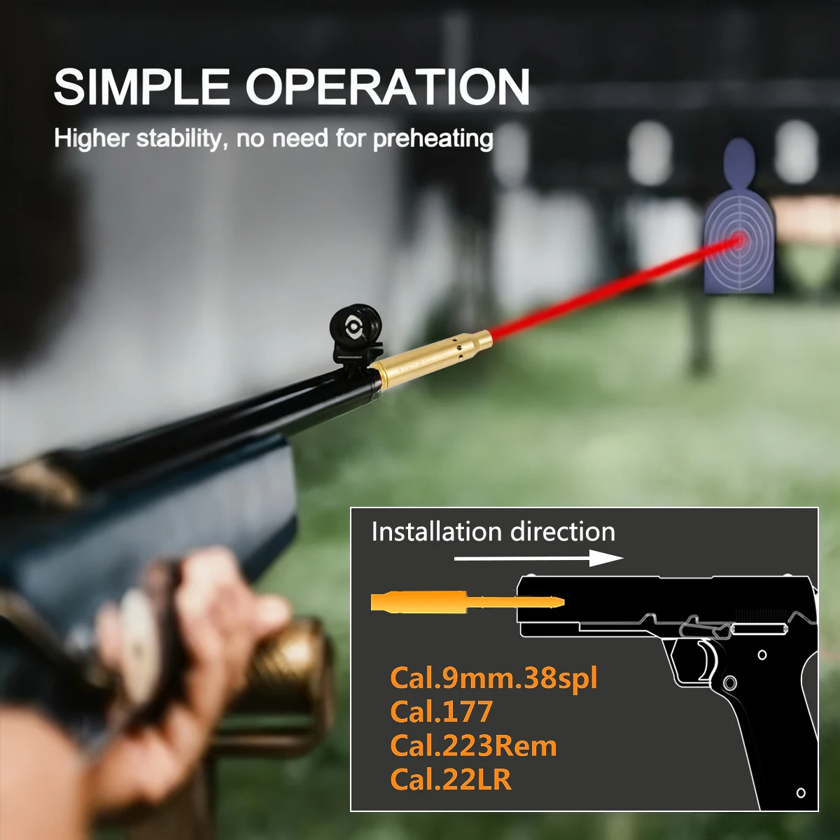 Kit de colimador de mira láser táctico.22LR.177 rojo verde 9mm.38spl 7mm 308win.223Rem10mm 40S y W Cal para G43 G17 G19 AK47 - imagen 2