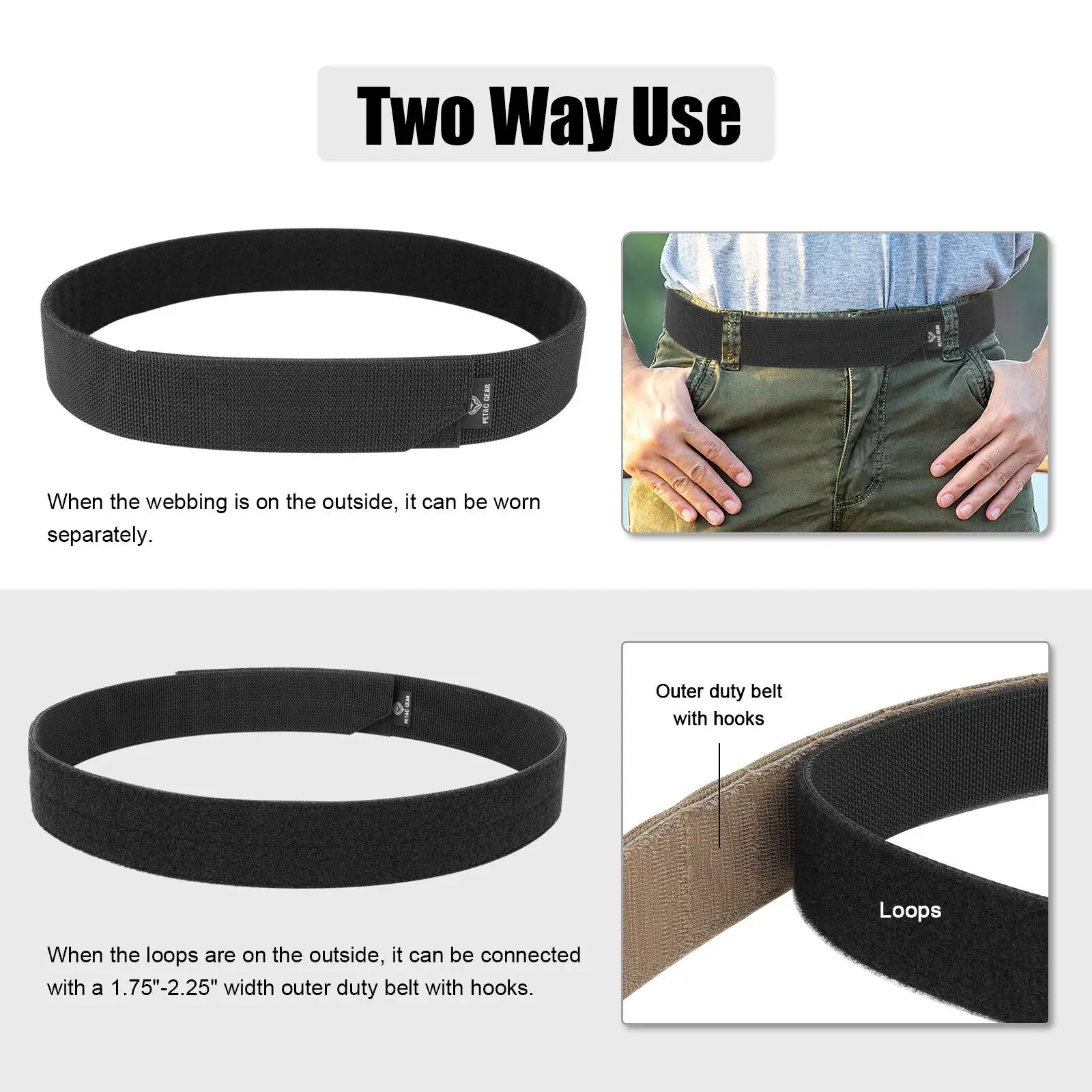 KRYDEX-Cinturón táctico sin hebilla para hombre, forro interior de 1,75 pulgadas, cinturones ajustables con lazo de nailon para caza, accesorios para cinturón - imagen 2