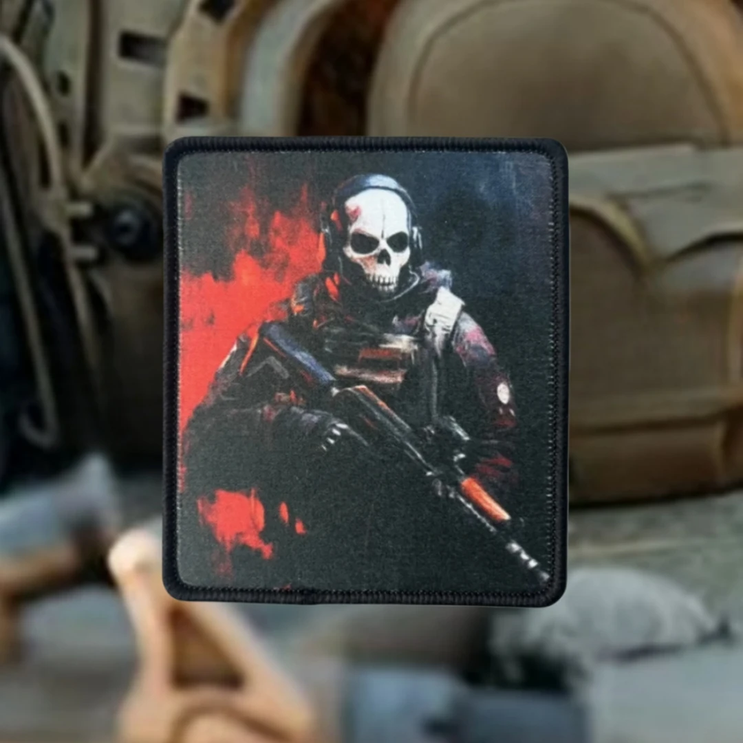 Parche de insignia de moral divertida de fantasma, emblema militar, brazalete táctico, gancho y bucle, accesorios para mochila, pegatinas con apliques - imagen 3