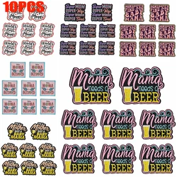 Parches bordados letras cerveza inglés mamá para coser o planchar