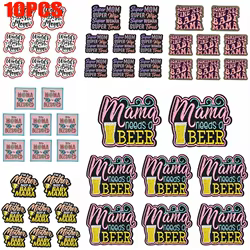 10 Uds. Venta al por mayor de parches bordados con letras de cerveza/inglés para mamá, parches con letras de dibujos animados, chaquetas, sombreros, coser DIY, parches para planchar
