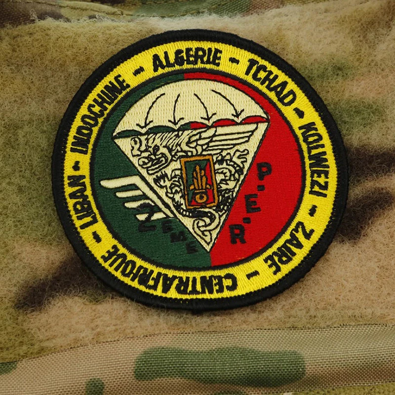 Parches bordados de la Legión Extranjera de Francia, 2 ° regimiento de paracaídas, insignia redonda de paseo con Diablo, Guerrero Honneur, decoración artesanal - imagen 5