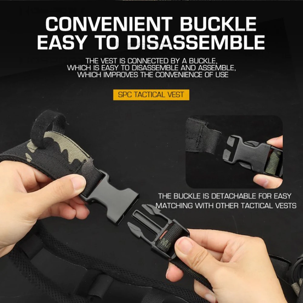 Chaleco táctico ligero SPC, sistema MOLLE, combate militar, caza, aparejo de pecho, equipo Airsoft de Paintball de liberación rápida - imagen 4
