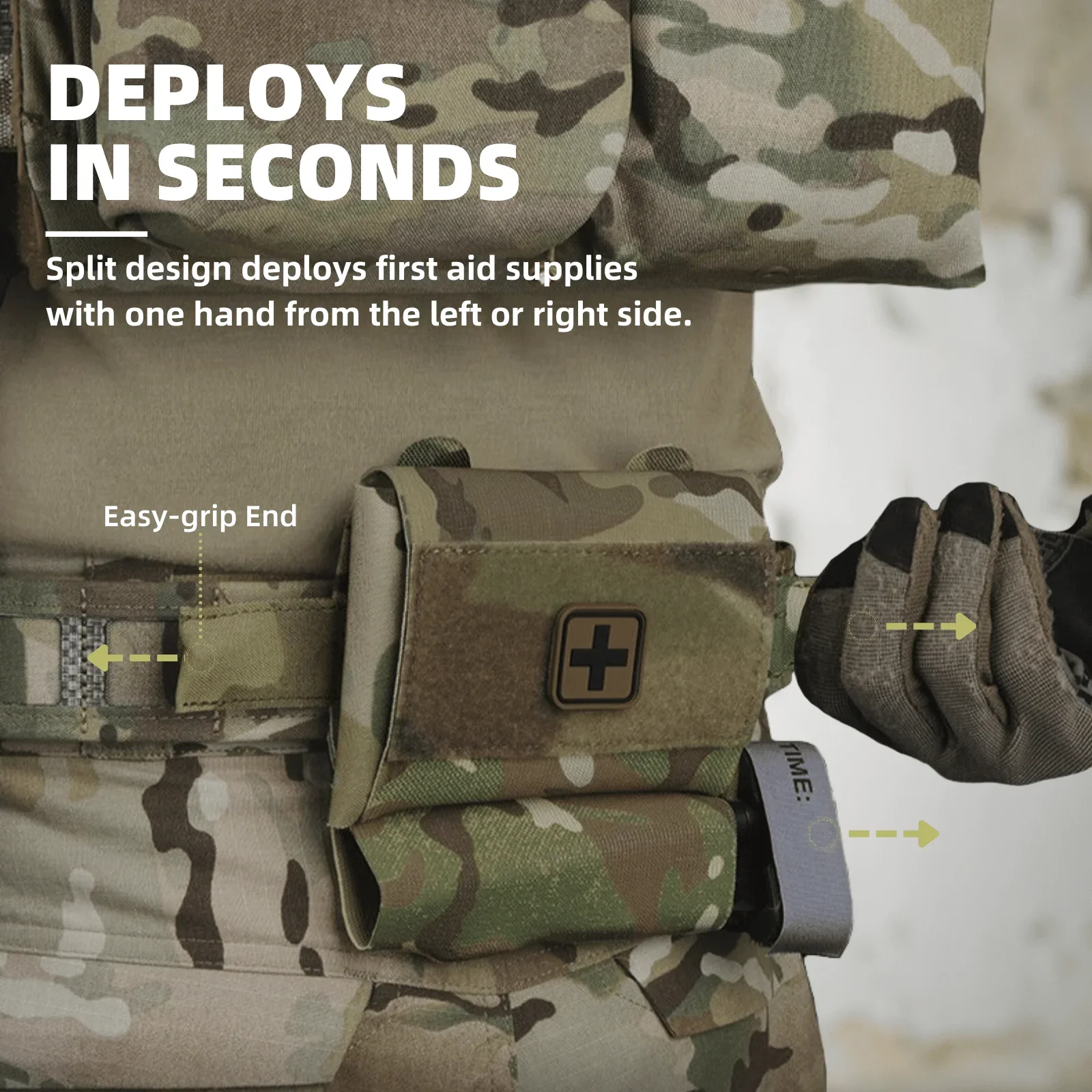 Botiquín médico táctico IFAK, botiquín compacto para traumatismos, cinturón a MOLLE Compatible, botiquín de primeros auxilios con soporte de torniquete para caza Airsoft - imagen 3