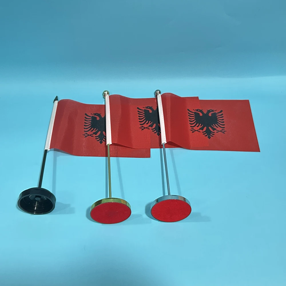 BANDERA DE SKY, bandera de escritorio de oficina de Albania, bandera de mesa de 14x21cm, bandera nacional de Albania, adornos de escritorio, banderas - imagen 2