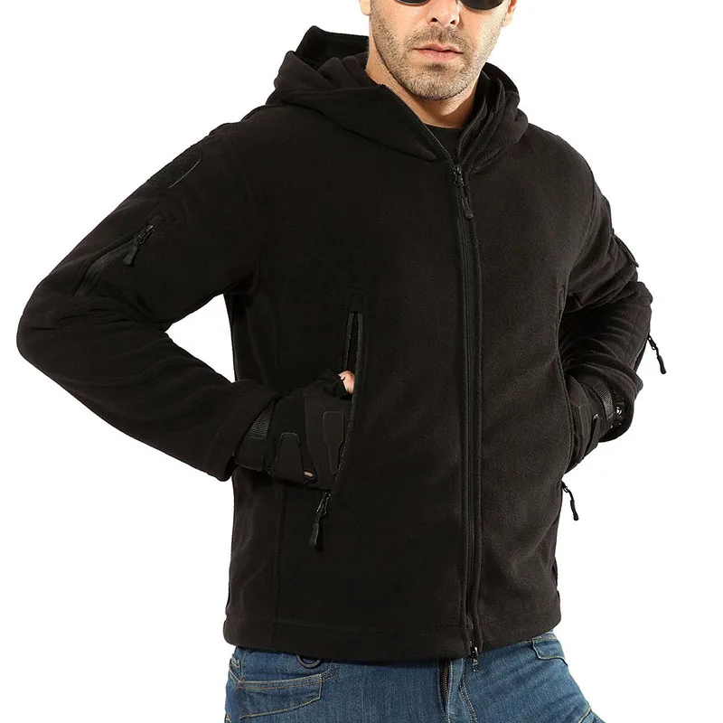 Chaquetas tácticas de lana para hombre, abrigo militar de combate de concha suave, chaqueta térmica con capucha para exteriores, Invierno - imagen 4