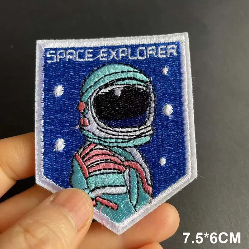 SPACE EXPLORER,SPACE OUT Clothes, parche de tela para niños, apliques bordados de dibujos animados, termocollantes, pegatinas para planchar para ropa - imagen 5