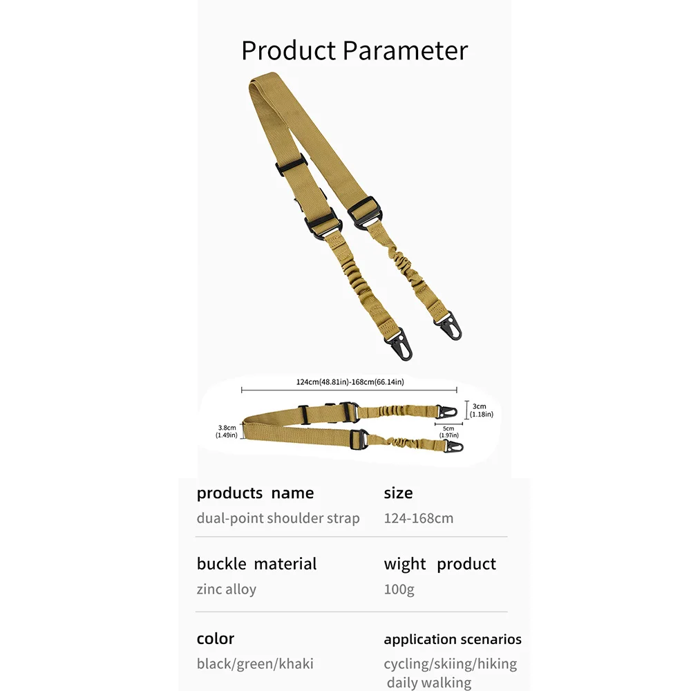 Eslinga táctica de doble punto (nylon) - Diseño ajustable, perfecta para cazar y aventuras al aire libre - imagen 3
