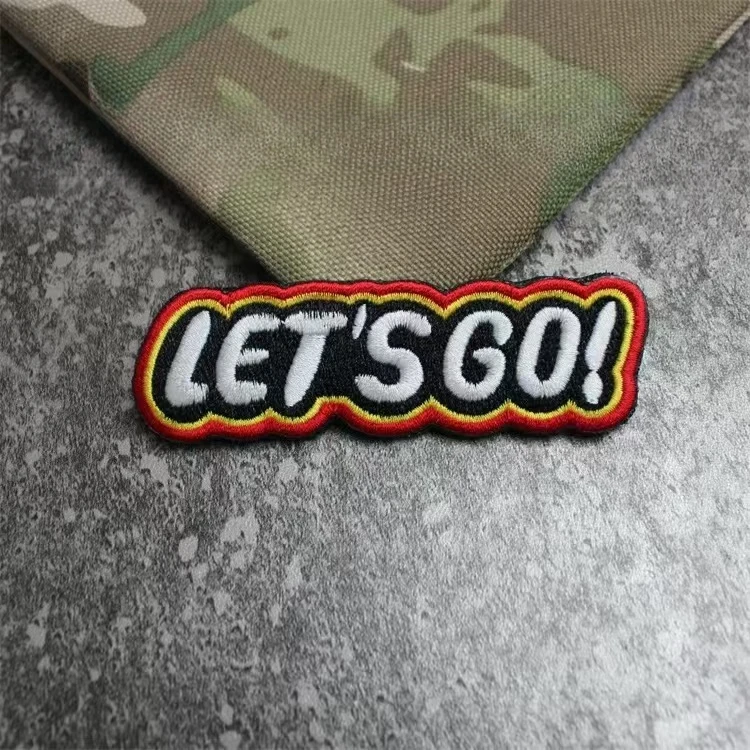 Insignia de moral LET'S GO, parches de gancho y bucle bordados, brazalete militar táctico del ejército, parche luminoso de PVC, pegatina para mochila - imagen 3