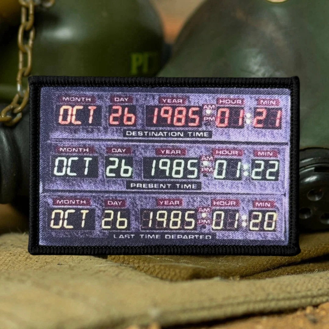 Parche táctico moral con bandera de la máquina del tiempo, insignia de gancho y bucle impresa, brazalete del ejército militar, pegatina decorativa para mochila - imagen 5