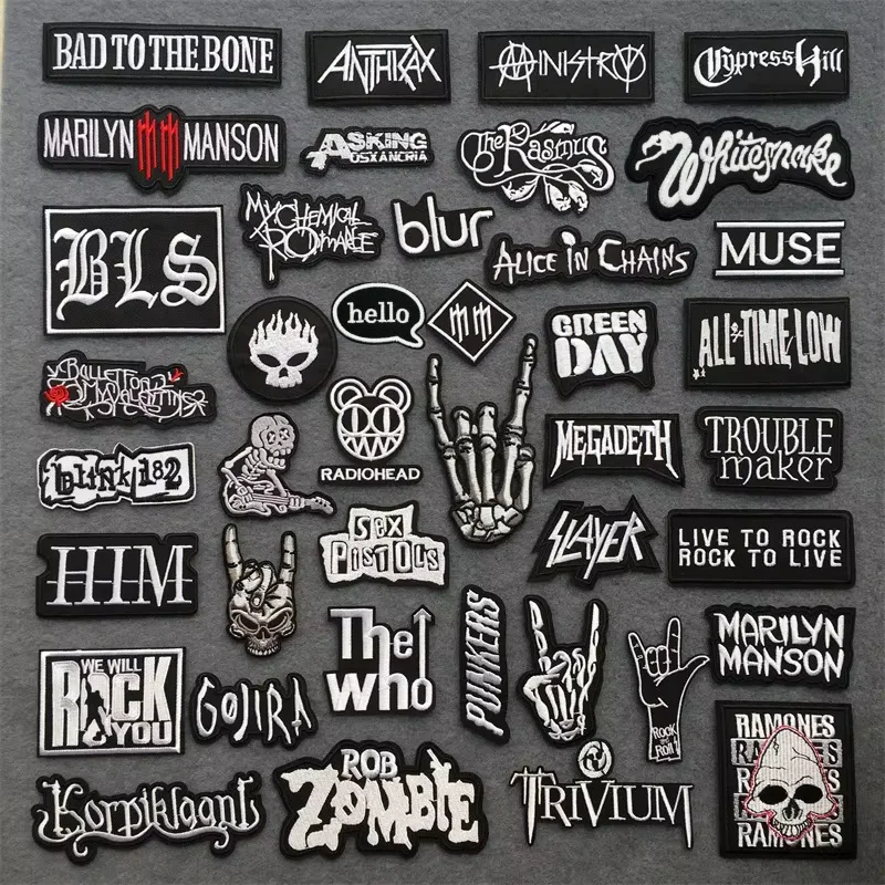 Parches bordados de banda musical para ropa, chaqueta, pantalones vaqueros, parches para planchar DIY para ropa, pegatinas, apliques de rayas