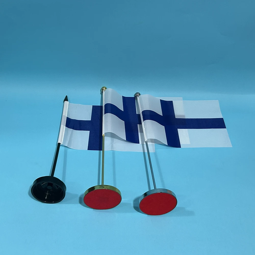 BANDERA DE SKY, bandera de escritorio de oficina de Finlandia, bandera de mesa de poliéster de 14x21cm, bandera nacional de Finlandia, adornos de escritorio, banderas - imagen 3