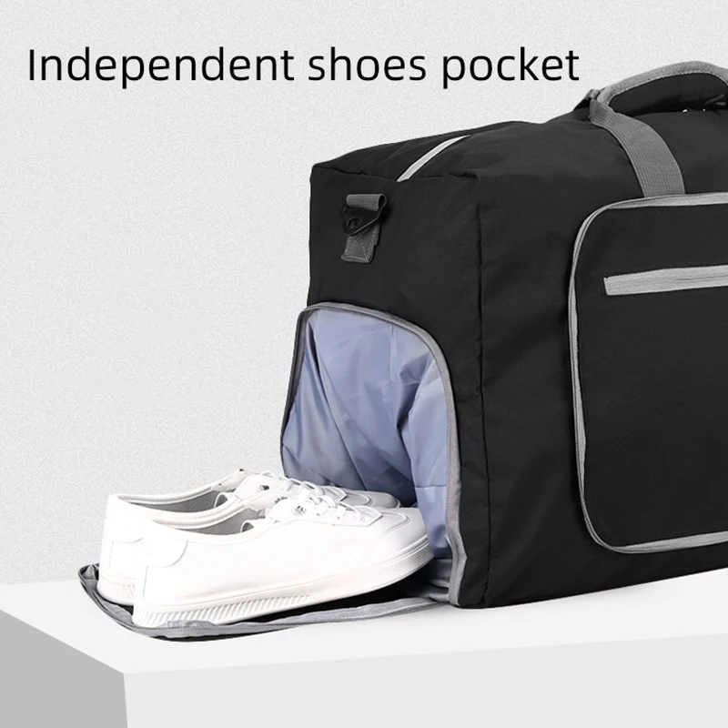 Bolso de viaje plegable, almacenamiento de gran capacidad, bolsa deportiva para entrenamiento físico al aire libre, zapatos independientes, bolsas de lona de bolsillo para acampar - imagen 4