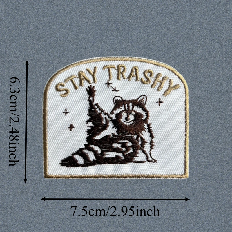 Parche bordado Stay Trashy, chaleco táctico, sombreros con gancho y bucle, insignia de moral, mochila, pegatinas decorativas, parches para brazalete para ropa - imagen 3
