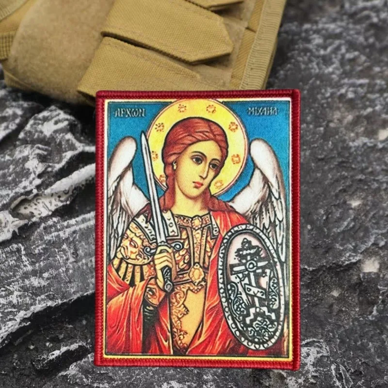 Parche estampado del Arcángel Michael, chaleco táctico, gancho y bucle, sombrero, insignia de moral, mochila, pegatinas decorativas, parches para brazalete para ropa - imagen 2