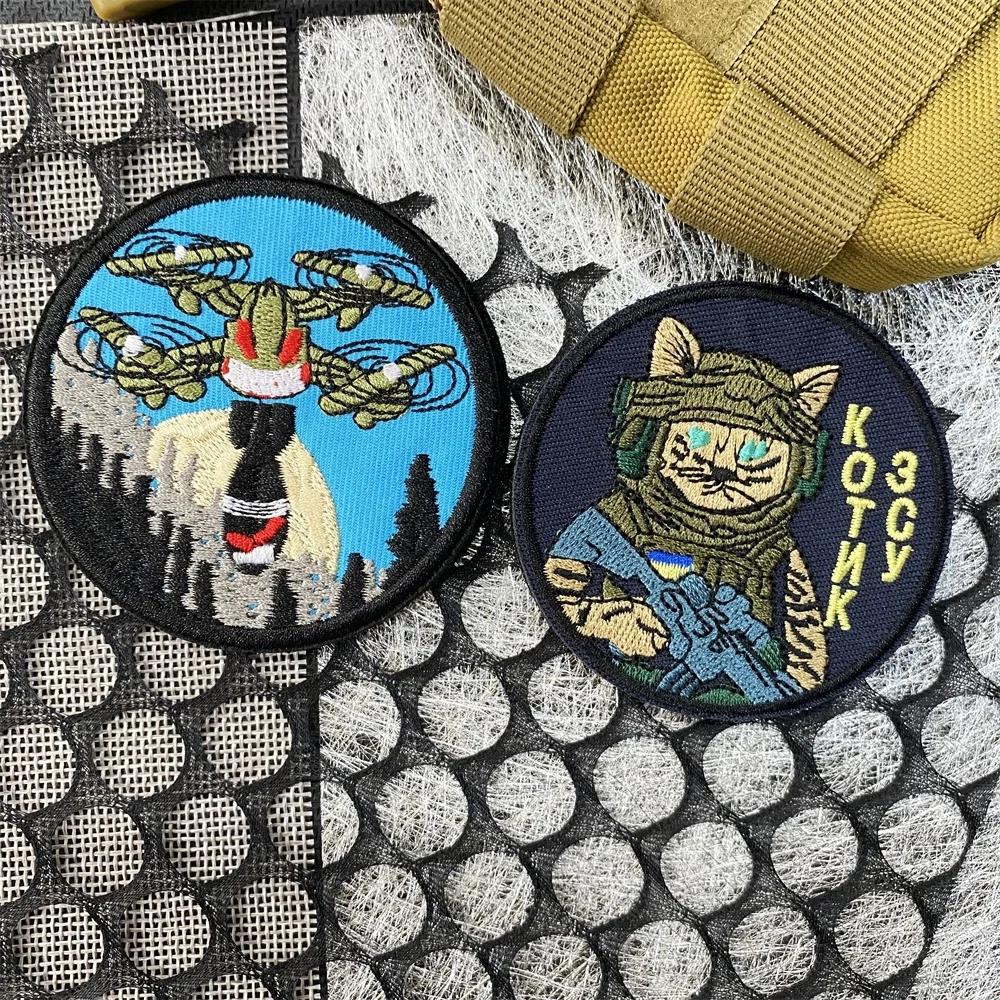 Parches bordados del ejército de Drones de Ucrania para ropa, insignia táctica de PVC de FOX SNIPER, obús, pegatina de mochila militar M777 - imagen 3