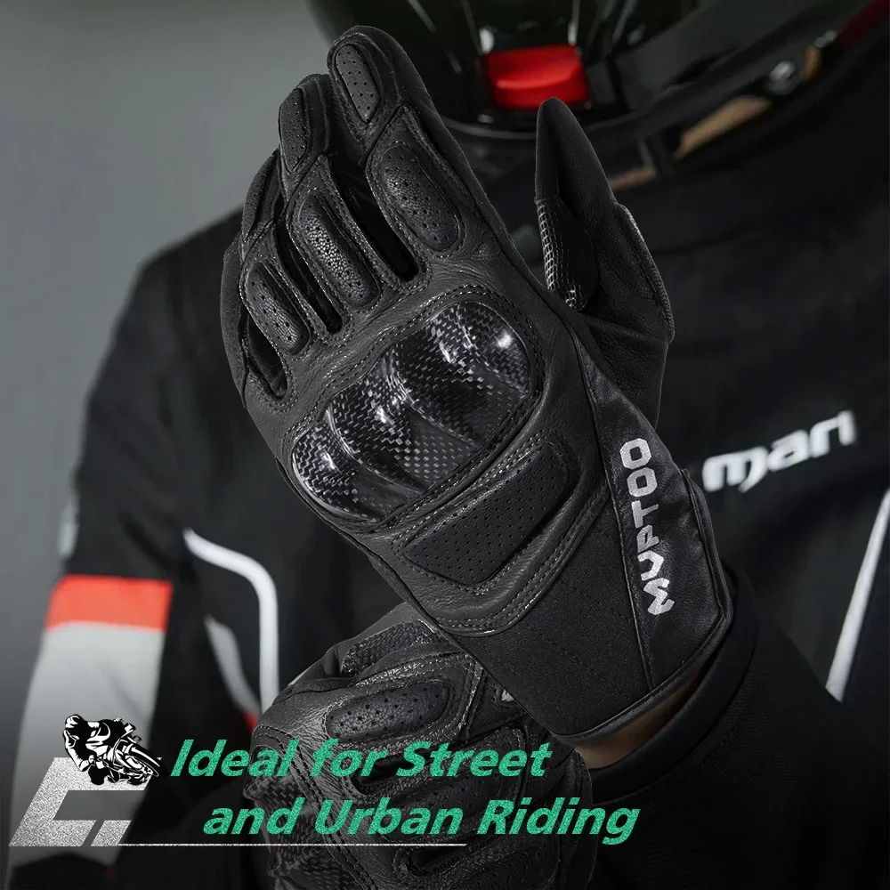 Guantes tácticos de cuero genuino para pantalla táctil, manoplas deportivas de fibra de carbono para senderismo, combate, Airsoft, accesorios para exteriores - imagen 2