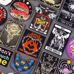 Parches para planchar el diablo para ropa, parches bordados de Tarot de Calavera para ropa, apliques DIY, pegatinas para planchar, parche Fusible