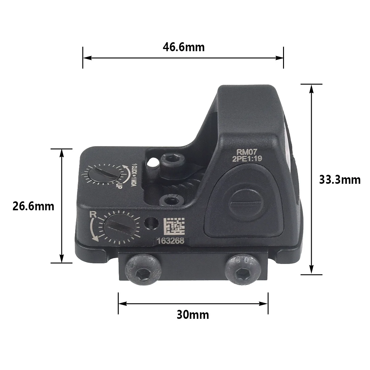 Mira de punto rojo RM CC G43X SG P365 M&P Shield Compact AR15 M4 nylon - imagen 5