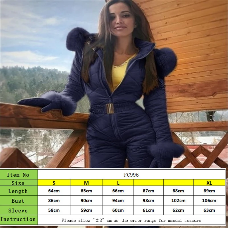 Oulylan-Mono de esquí de una pieza para mujer, traje grueso y cálido para Snowboard, conjunto de pantalones de esquí para deportes al aire libre, traje de esquí con cremallera, Invierno - imagen 2