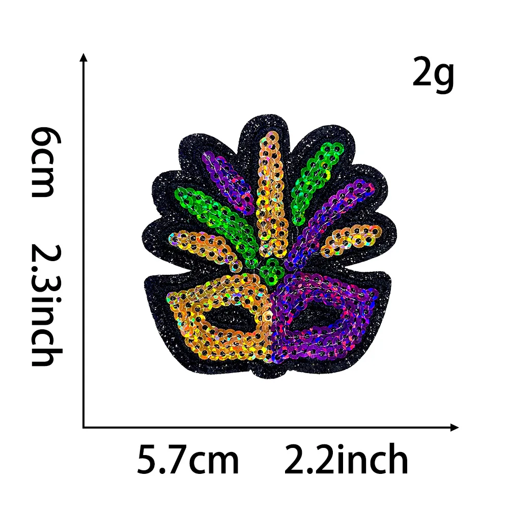 Parche bordado con plancha de Mardi Gras de Nueva Orleans, diseño de cuentas de máscara festiva para chaqueta, chaleco, insignia de celebración de fiesta, 2026 - imagen 5