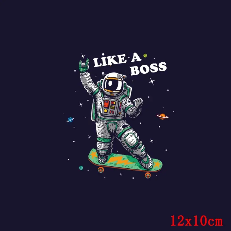 Transferencia de hierro de astronauta para ropa, pegatina térmica de planeta y Luna, parches para ropa, apliques Diy, camiseta, pantalones vaqueros, transferencia térmica - imagen 5