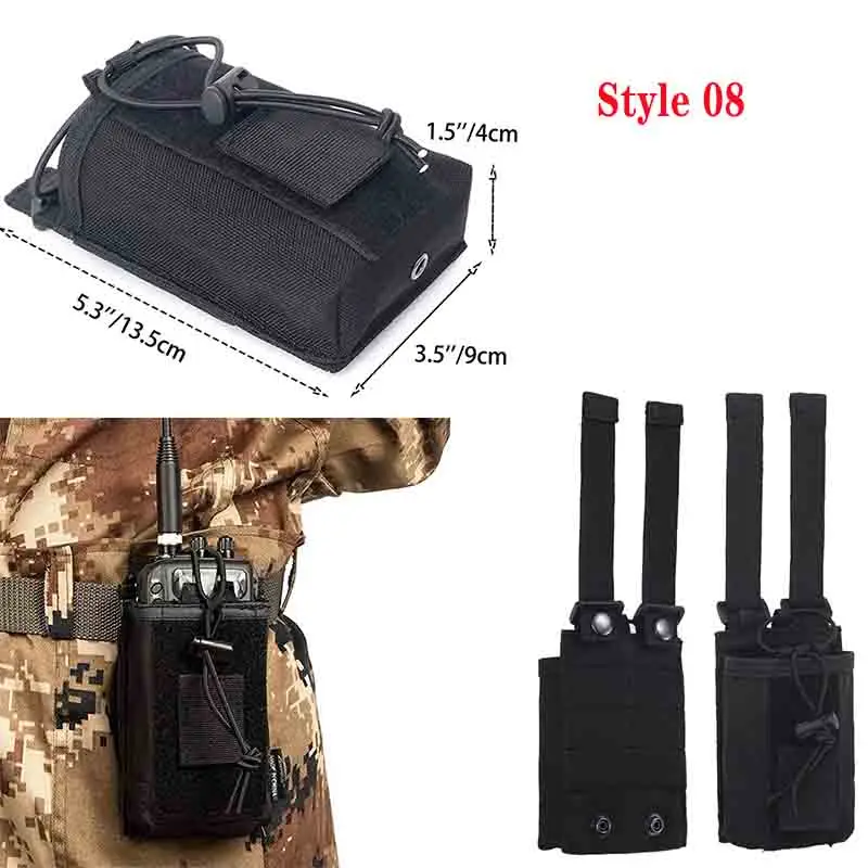Bolsa táctica Molle para Radio walkie-talkie, bolsa de cintura, soporte de bolsillo, funda de interfono portátil, bolsa de transporte, caza, Camping - imagen 5