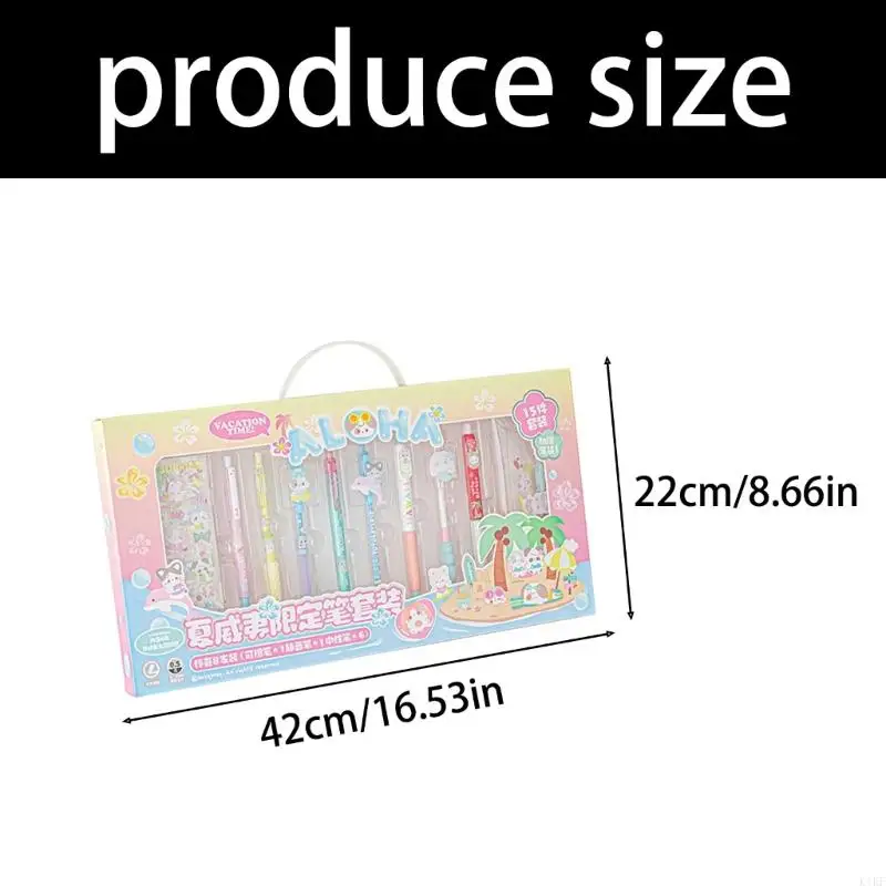 8pcs bolígrafo gel retráctil con estuche lápiz pegatinas 0.5 mm Tintas dibujos animados tintas gel K1KF - imagen 5