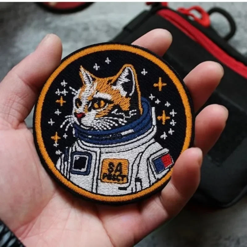 Insignia de parche de moral de gato de astronauta espacial, pegatinas de gancho y bucle para mochila táctica bordada de My Dream