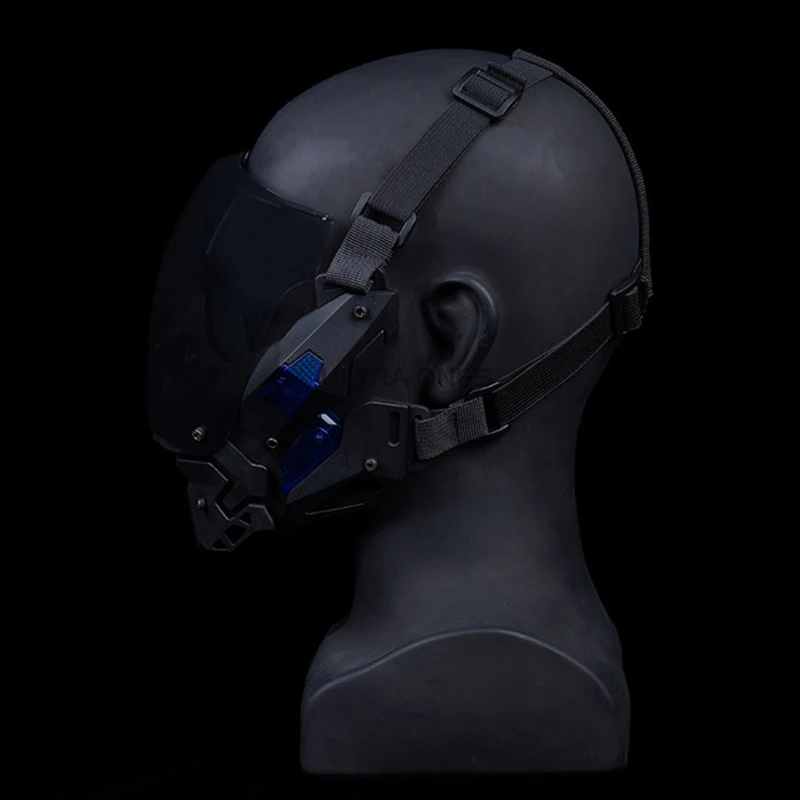 Máscara Airsoft, lente antiniebla desmontable, deportes de motocicleta, máscaras faciales completas Cyberpunk, máscara facial táctica para Paintball, caza, CS - imagen 2
