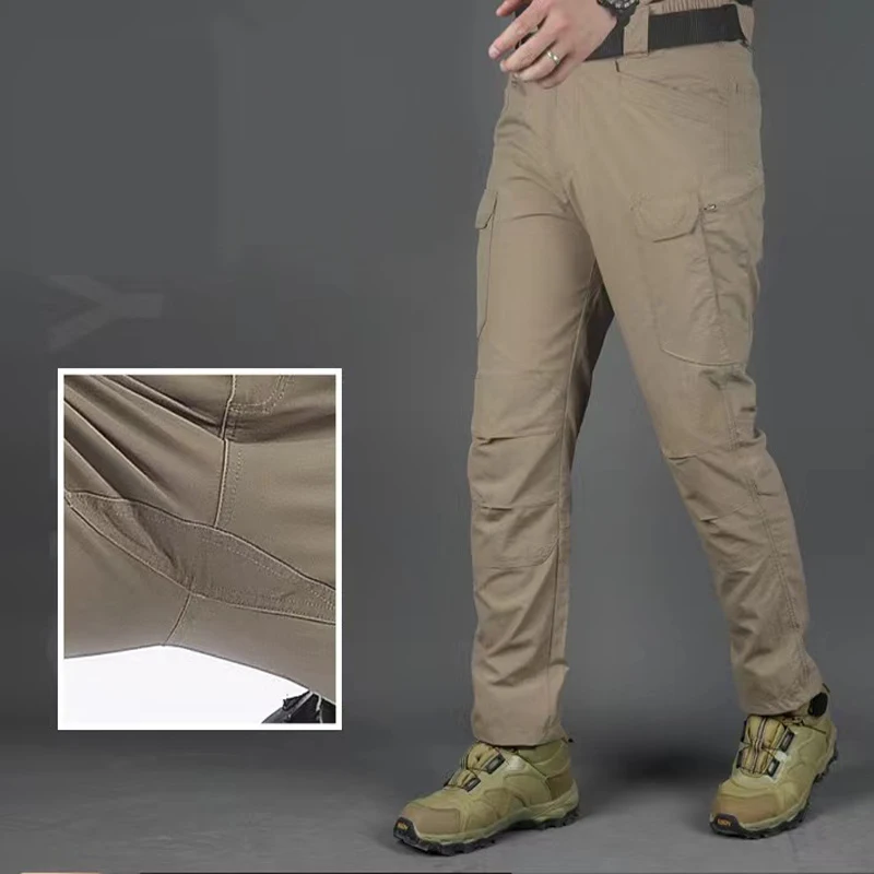 Pantalones militares impermeables para hombre, pantalón táctico SoftShell para pesca, senderismo, caza del ejército, Camping, senderismo, escalada, Trekking, fino, Verano - imagen 3