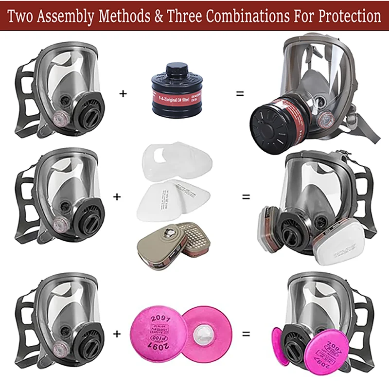 Gas Masks Survival Nuclear and Chemical, Full Face Gas Mask with Activated Carbon Filter - imagen 3