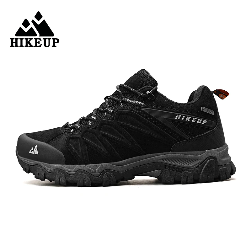 HIKEUP, zapatos de senderismo de cuero de alta calidad, duraderos, para deportes al aire libre, zapatos de cuero para senderismo para hombres, zapatillas de deporte con cordones para escalar y cazar - imagen 4