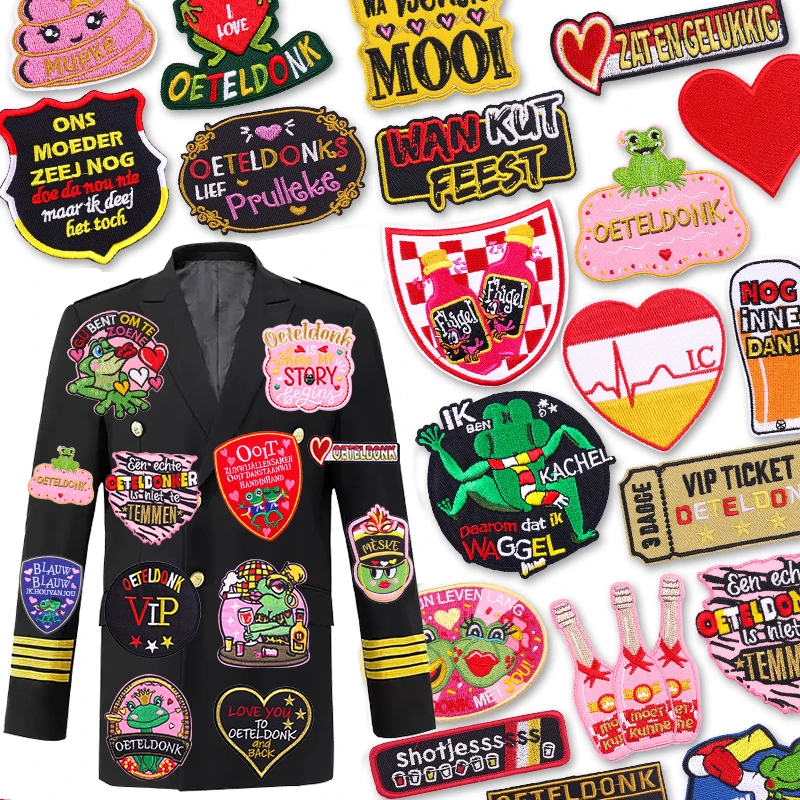Parche para planchar de Carnaval Oeteldonk 2026, decoración de ropa de Países Bajos, parches de rana para ropa, parches bordados, apliques - imagen 3