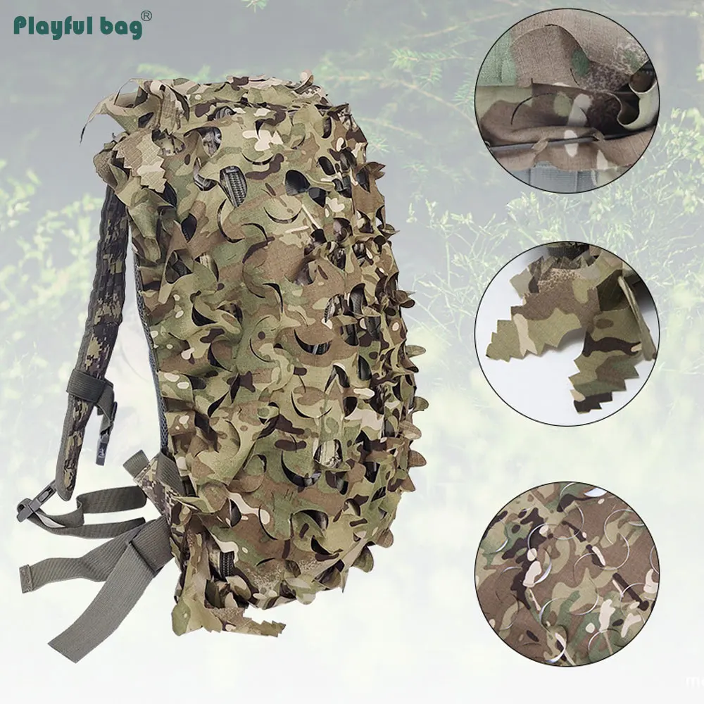 Mochila táctica CAMO cubierta corte láser árbol camuflaje equipo de caza al aire libre Airsoft Cosplay bolsa cubierta 60L 80L AVA296 - imagen 3