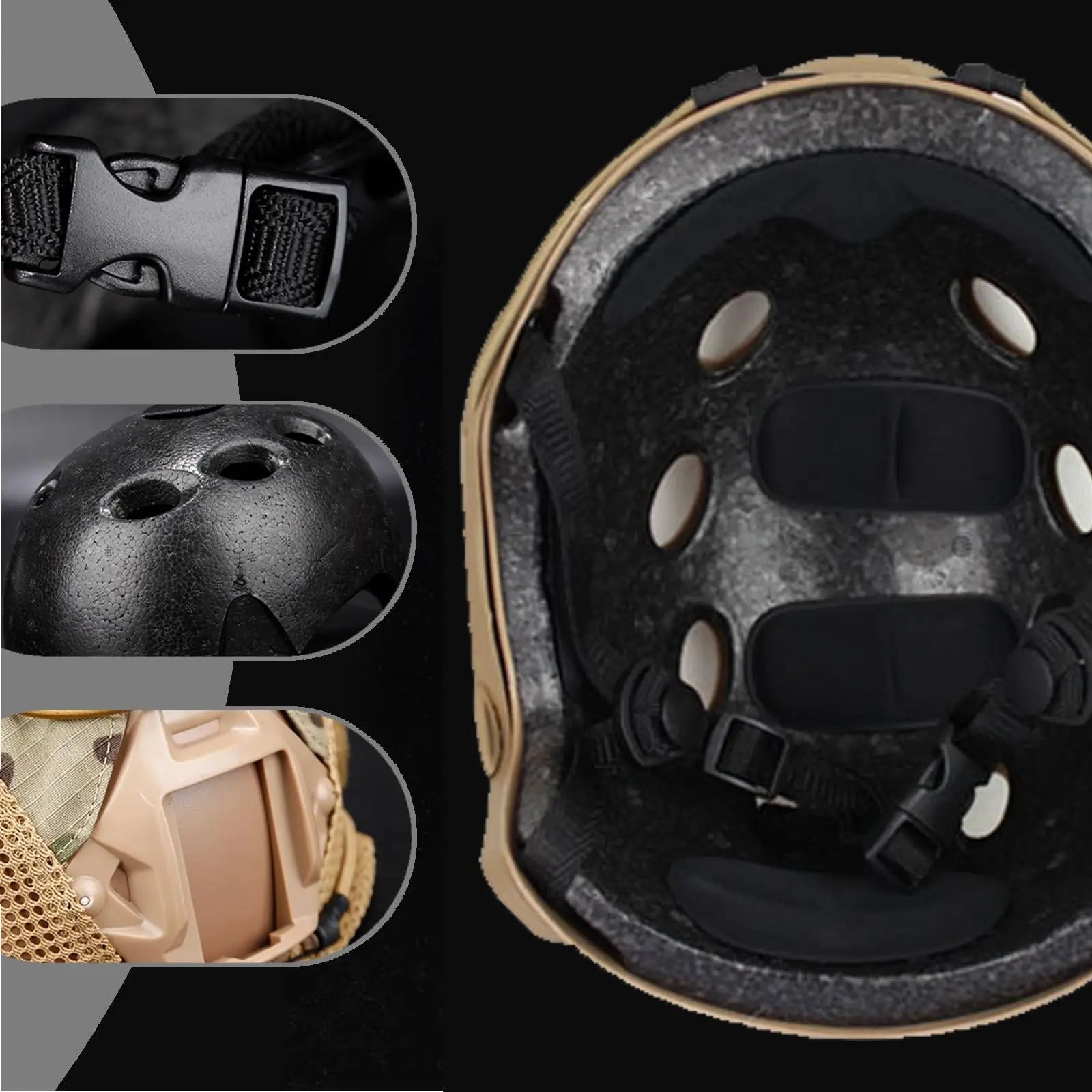 Juego de casco táctico 6 en 1 Airsoft rápido con auriculares, luz de señal, visera de protección facial, Kit de casco de Paintball para caza al aire libre - imagen 5