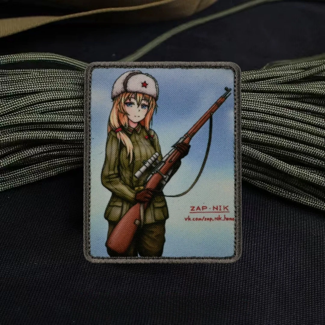 Parche táctico Manga Mosinka con insignia de moral, brazalete del ejército militar, pegatina para mochila, parches de gancho y bucle impresos para ropa - imagen 4