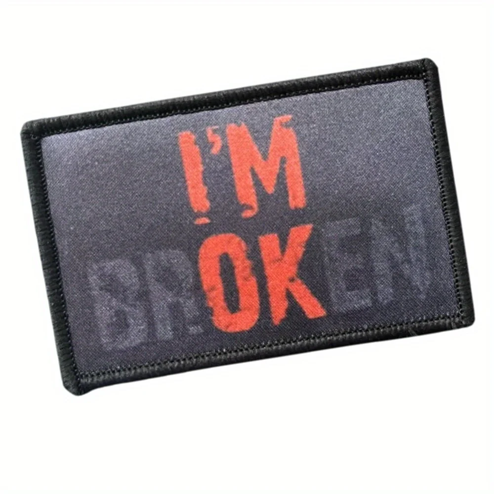 Parches tácticos I'm Broken, insignia de moral divertida con gancho y bucle, brazalete militar, apliques para mochila - imagen 4