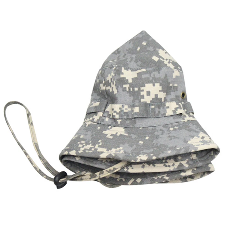 Multicam FG atacs ACU sombreros Boonie de camuflaje sombrero de cubo de verano hombres mujeres caza al aire libre senderismo pesca escalada gorra sombreros planos - imagen 5