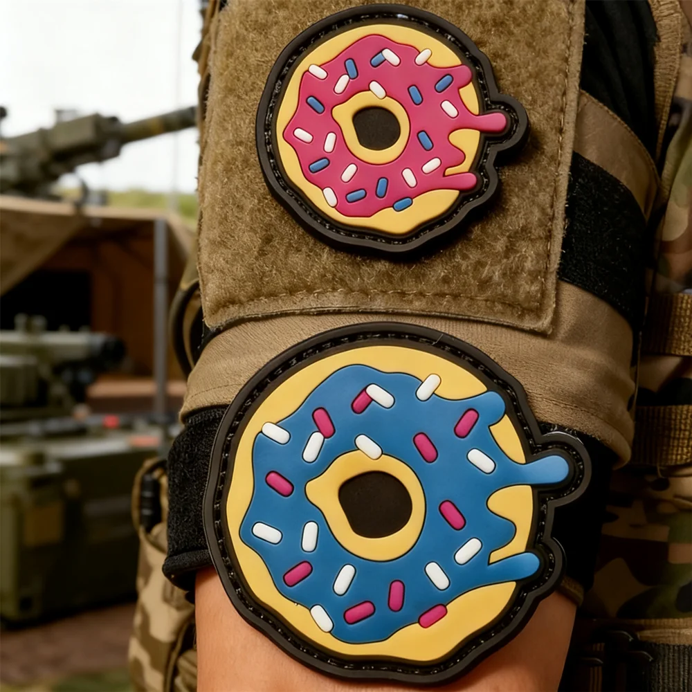 Brazalete táctico con parche de goma de Donut de PVC 3D para decoración de ropa y mochila