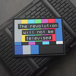 Parche de PVC con palabras de píxel, conjunto de televisión sin reproducción de señal, insignia táctica prohibida para decoración de mochila de ropa