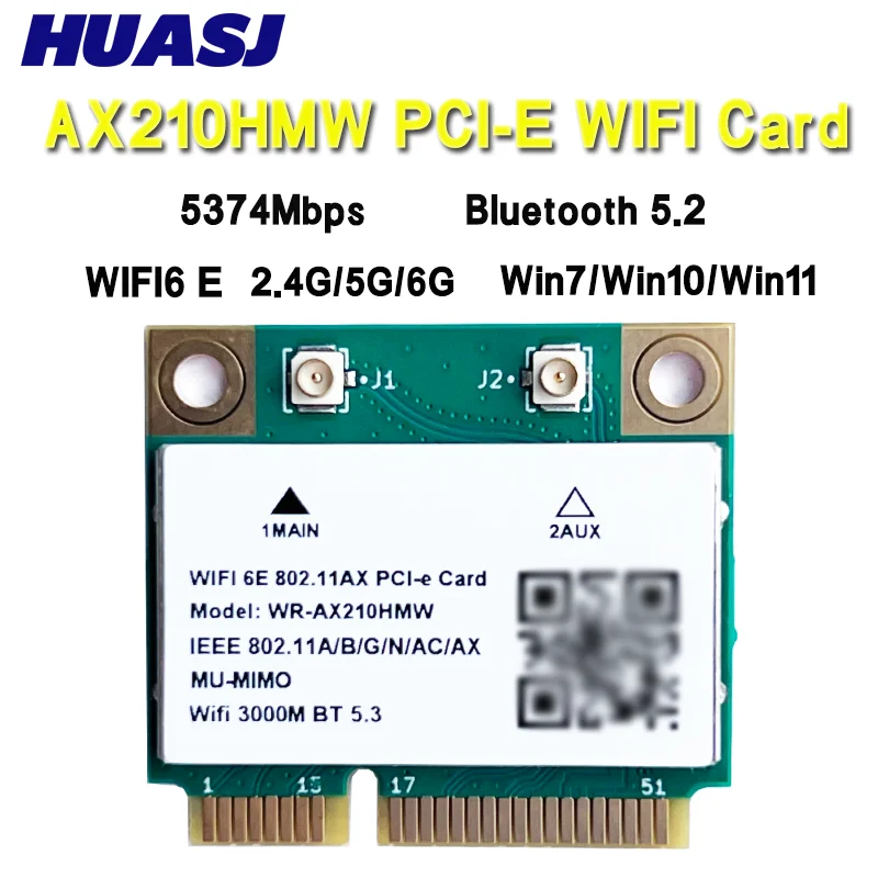 Tri Band 5374Mbps WiFi 6E 802.11ax/ac AX210HMW AX200HMW/AC7265 Mini PCI-E MU-MIMO 2x2 módulo Wifi Win10 para escritorio/portátil