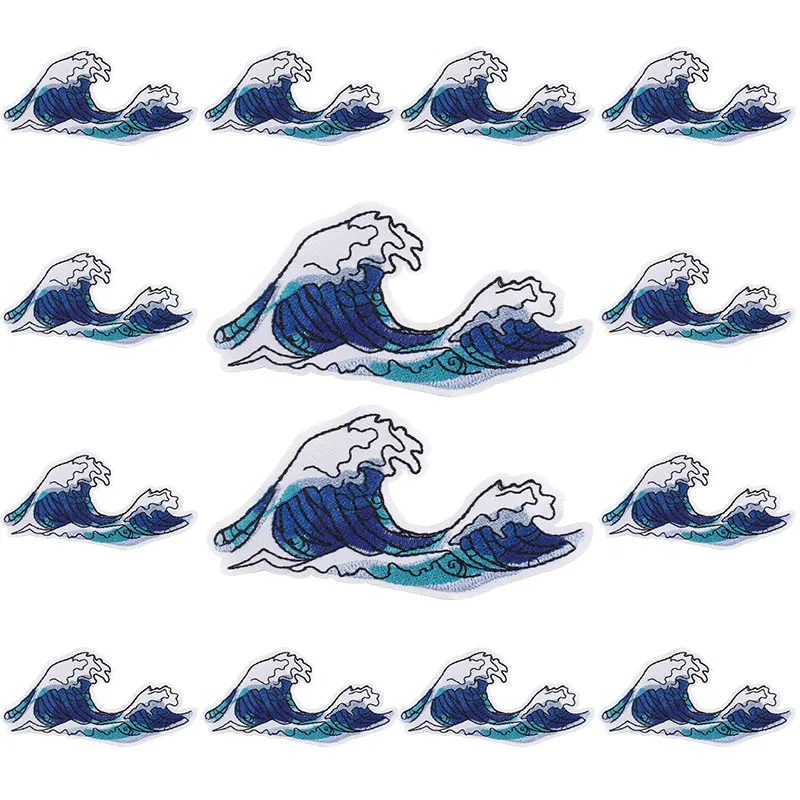Parches bordados para planchar en la ropa, pegatinas termoadhesivas para aventura de montaña, Van Gogh Waves, 10 piezas - imagen 4